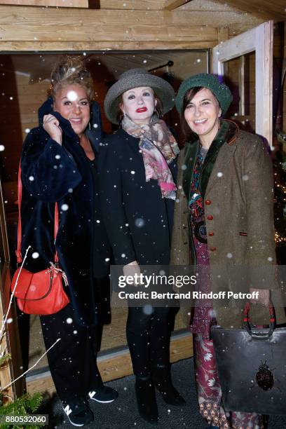 Marianne James, Catherine Jacob and Nathalie Garcon attend the Inauguration of the "Chalet Les Neiges 1850" on the terrace of the Hotel "Barriere Le...