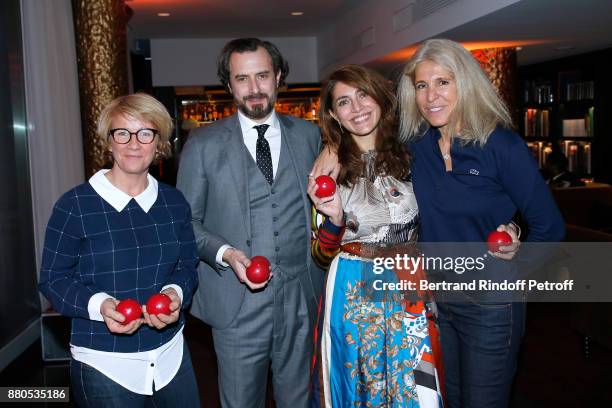 Marie Menager-Guerin , Caterina Murino , her companion Edouard Grigaud and Ariane Massenet attend the Inauguration of the "Chalet Les Neiges 1850" on...