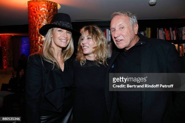 Estelle Lefebure, Mathilde Seigner and Yves Renier attend the Inauguration of the "Chalet Les Neiges 1850" on the terrace of the Hotel "Barriere Le...