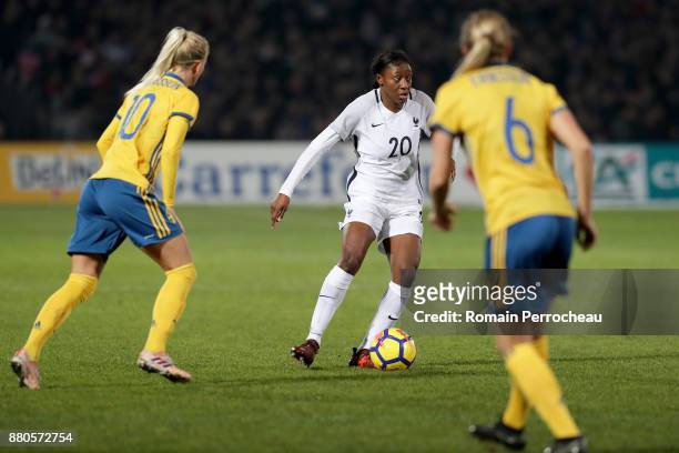 Kadidiatou Diani of France in action during a Women's International Friendly match between France and Sweden at Stade Chaban-Delmas on November 27,...