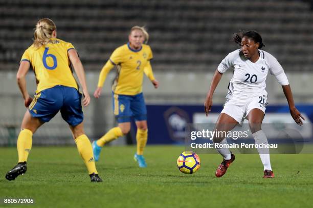 Kadidiatou Diani of France in action during a Women's International Friendly match between France and Sweden at Stade Chaban-Delmas on November 27,...