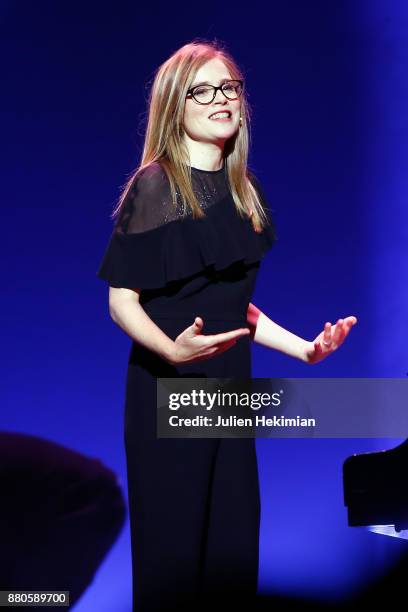 President of Ceremony Isabelle Carre presents les Grands Prix De La Sacem 2017 Ceremony At Salle Pleyel on November 27, 2017 in Paris, France.