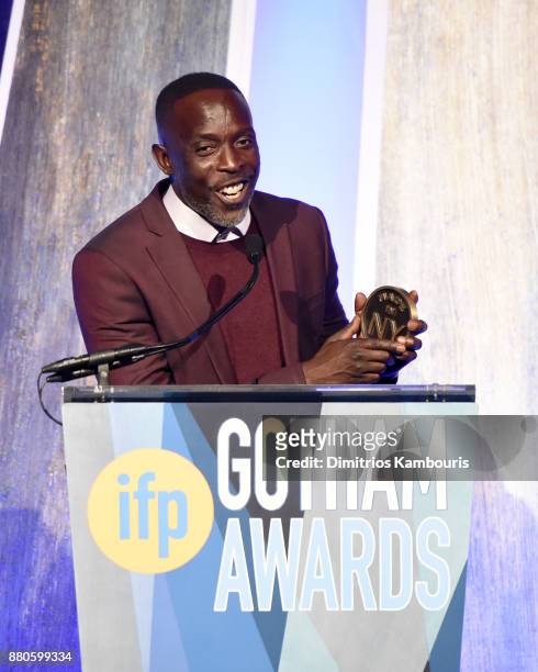 Actor Michael K. Williams speaks onstage during IFP's 27th Annual Gotham Independent Film Awards on November 27, 2017 in New York City.