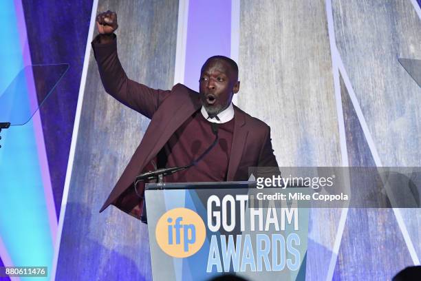 Michael K. Williams speaks onstage during IFP's 27th Annual Gotham Independent Film Awards on November 27, 2017 in New York City.