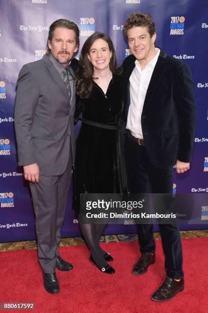 Actor Ethan Hawke, Lauren Schuker and producer Jason Blum attend IFP's 27th Annual Gotham Independent Film Awards on November 27, 2017 in New York...