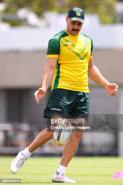 Reagan Campbell-Gillard is seen during the Australian Kangaroos Rugby League World Cup training session at Langlands Park on November 28, 2017 in...