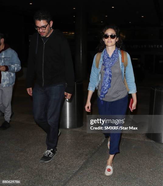 Actress Emmy Rossum and Sam Esmail are seen on November 27, 2017 in Los Angeles, CA.