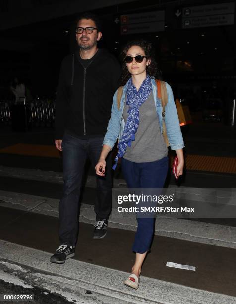 Actress Emmy Rossum and Sam Esmail are seen on November 27, 2017 in Los Angeles, CA.