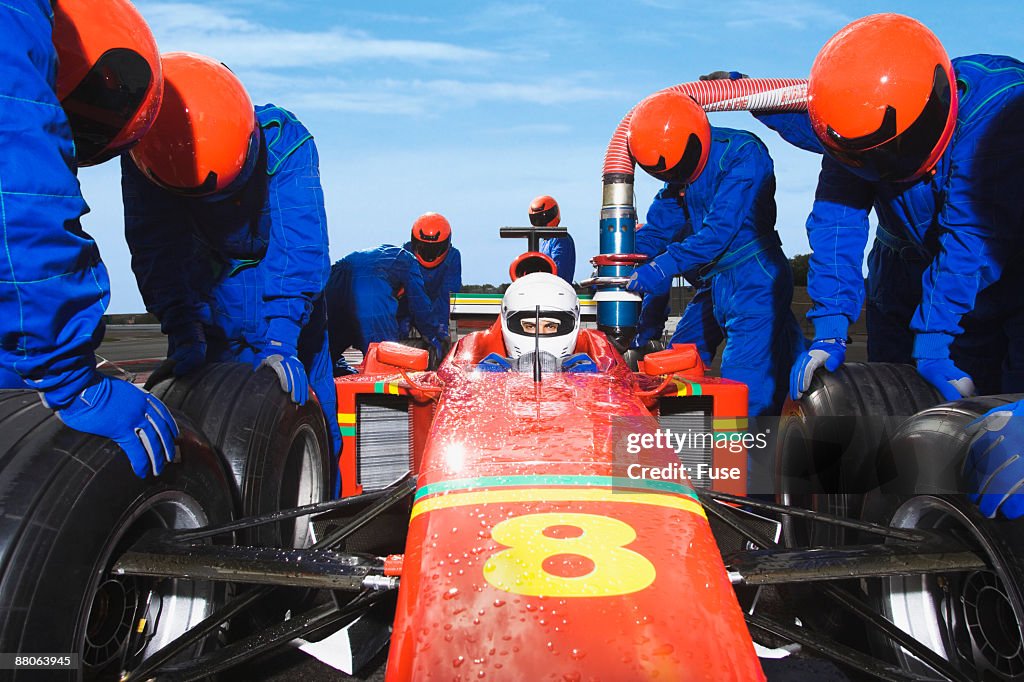 Racecar Driver at the Pit Stop