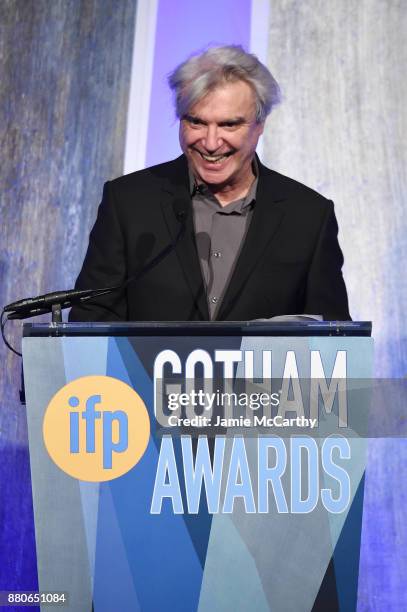 David Byrne speaks onstage the 2017 IFP Gotham Awards at Cipriani Wall Street on November 27, 2017 in New York City.