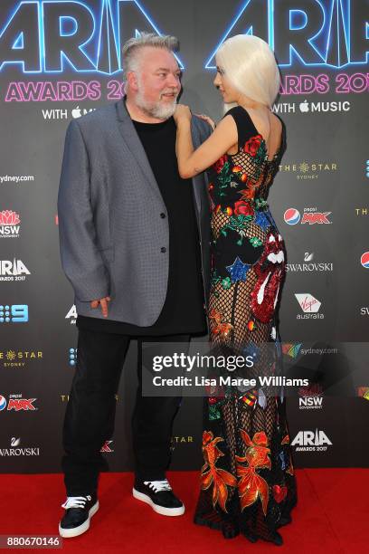 Kyle Sandilands and Imogen Anthony arrives for the 31st Annual ARIA Awards 2017 at The Star on November 28, 2017 in Sydney, Australia.