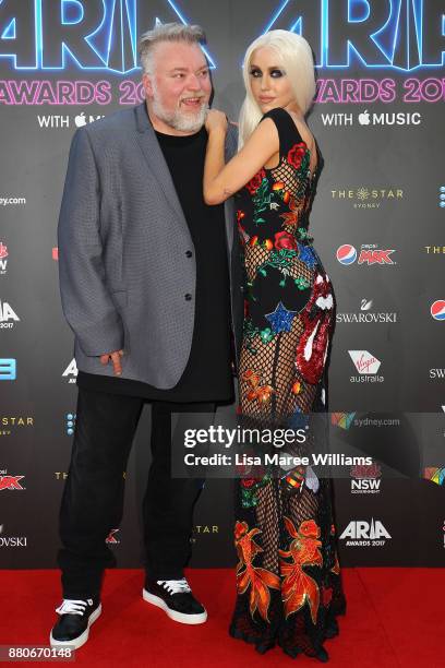 Kyle Sandilands and Imogen Anthony arrives for the 31st Annual ARIA Awards 2017 at The Star on November 28, 2017 in Sydney, Australia.
