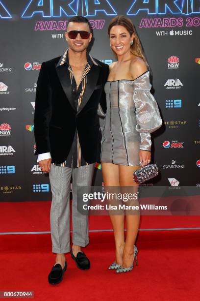 Guy Sebastian and Jules Sebastian arrive for the 31st Annual ARIA Awards 2017 at The Star on November 28, 2017 in Sydney, Australia.