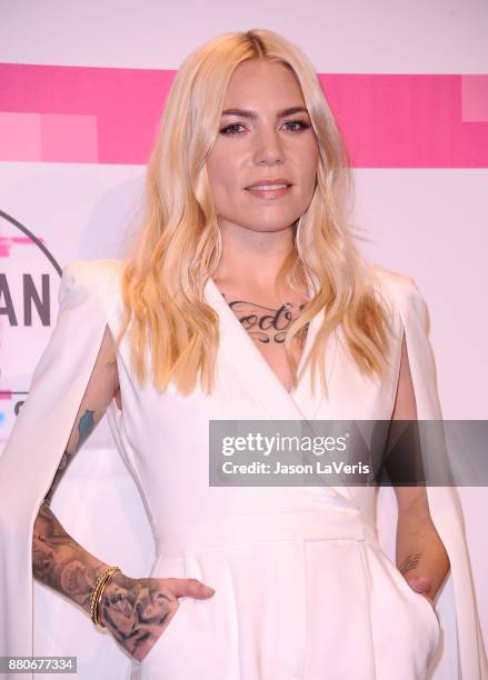 Singer Skylar Grey poses in the press room at the 2017 American Music Awards at Microsoft Theater on November 19, 2017 in Los Angeles, California.