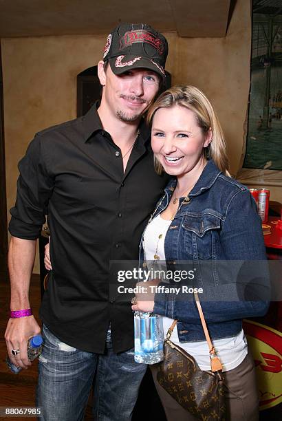 Actress Beverly Mitchell and her husband Michael Cameron drink Icelandic Glacial at Melanie Segal's MTV Movie Awards House Presented by Rev 3 - Day 2...