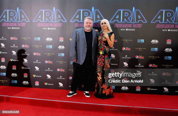 Kyle Sandilands and Imogen Anthony arrive for the 31st Annual ARIA Awards 2017 at The Star on November 28, 2017 in Sydney, Australia.