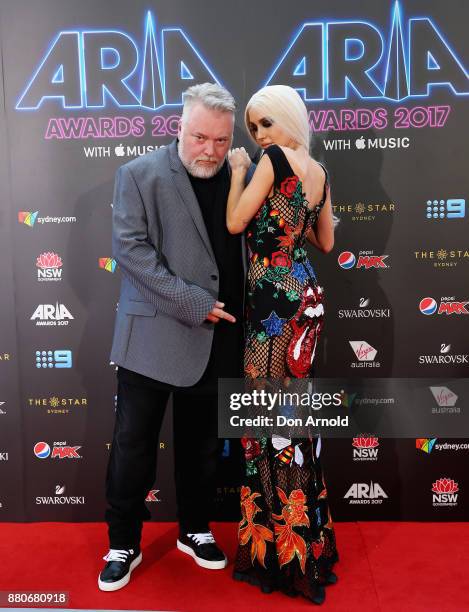 Kyle Sandilands and Imogen Anthony arrive for the 31st Annual ARIA Awards 2017 at The Star on November 28, 2017 in Sydney, Australia.