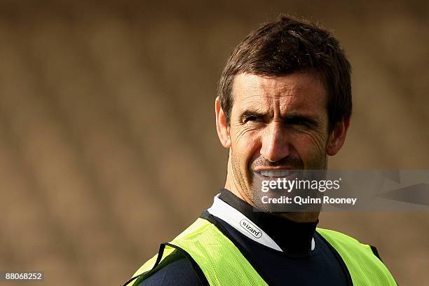 Andrew Johns the assistant coach of the Blues looks on during a New South Wales State of Origin training session at Olympic Park on May 30, 2009 in...