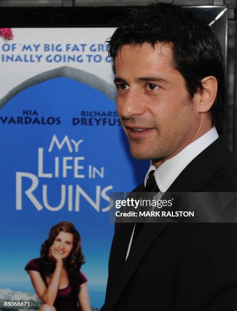 Actor Alexis Georgoulis arrives on the red carpet for the premiere of the film "My Life in Ruins" at the Zanuck Theater in Los Angeles on May 29,...