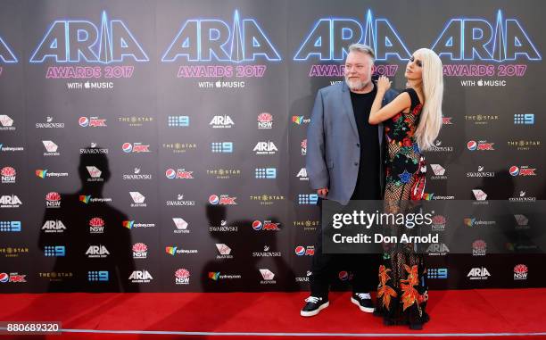 Kyle Sandilands and Imogen Anthony arrive for the 31st Annual ARIA Awards 2017 at The Star on November 28, 2017 in Sydney, Australia.