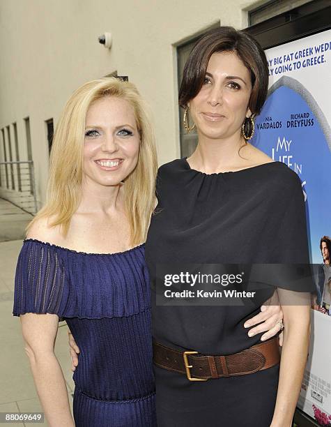 Producers Michelle Chydzik and Nathalie Marciano pose at the premiere of Fox Searchlight's "My Life in Ruins" at the Zanuck Theater on May 29, 2009...
