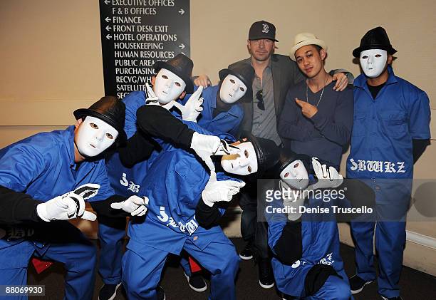 Donnie Wahlberg and The Jabbawockeez' aka JBWZ attend Jet Nightclub at The Mirage Hotel and Casino on May 29, 2009 in Las Vegas, Nevada.