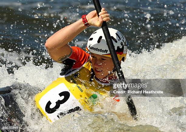 Jennifer Bongardt of Germany in action during the K1 Women's Semi-Final at the 2009 European Canoe Slalom Championships at The National Water Sports...