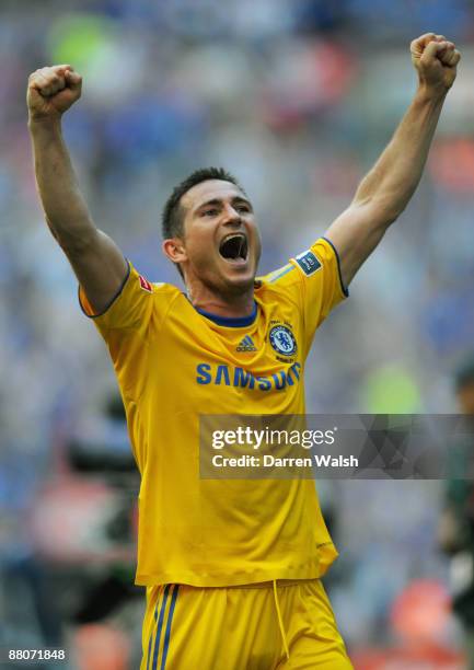 Frank Lampard of Chelsea celebrates victory following the FA Cup sponsored by E.ON Final match between Chelsea and Everton at Wembley Stadium on May...