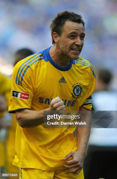 John Terry of Chelsea celebrates victory following the FA Cup sponsored by E.ON Final match between Chelsea and Everton at Wembley Stadium on May 30,...