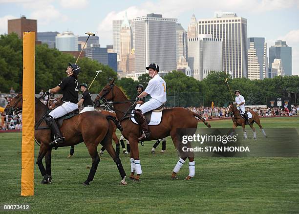 Prince Harry plays in the second annual Veuve Clicquot Manhattan Polo Classic May 30, 2009 on Governors Island, the final event of a two-day official...