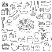 Doodle kitchen utensil sketch