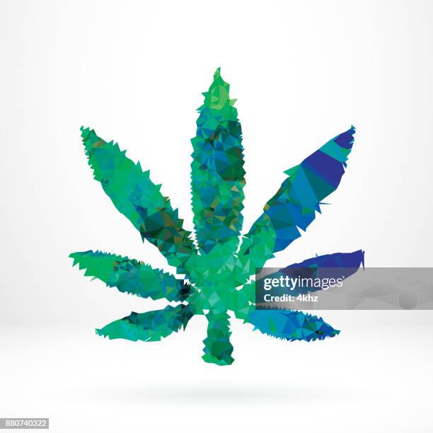abstract marijuana leaf polygon graphic design element - abstract marijuana leaf stock illustrations