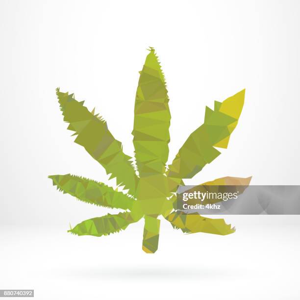 abstract marijuana leaf polygon graphic design element - marijuana pattern stock illustrations