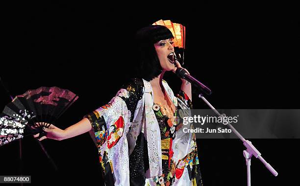 Katy Perry performs during the MTV Video Music Awards Japan 2009 at Saitama Super Arena on May 30, 2009 in Saitama, Japan.