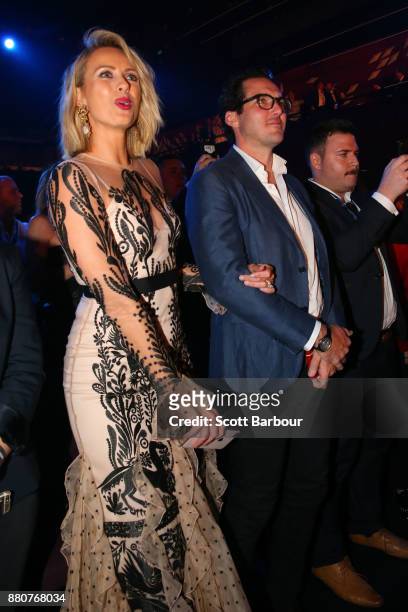 Sylvia Jeffreys and Peter Stefanovic attend the 31st Annual ARIA Awards 2017 at The Star on November 28, 2017 in Sydney, Australia.