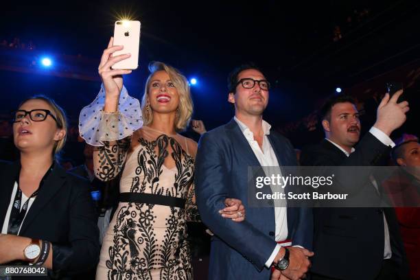 Sylvia Jeffreys and Peter Stefanovic attend the 31st Annual ARIA Awards 2017 at The Star on November 28, 2017 in Sydney, Australia.