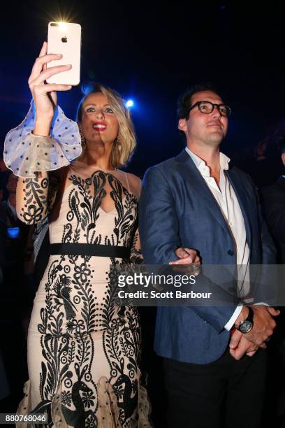 Sylvia Jeffreys and Peter Stefanovic attend the 31st Annual ARIA Awards 2017 at The Star on November 28, 2017 in Sydney, Australia.