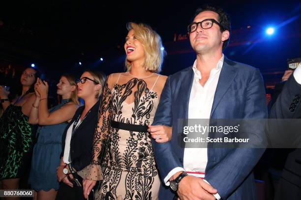 Sylvia Jeffreys and Peter Stefanovic attend the 31st Annual ARIA Awards 2017 at The Star on November 28, 2017 in Sydney, Australia.