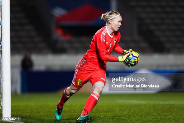 Hedvig Lindahl of Sweden during the Women's friendly international match between France and Sweden the at Stade Chaban-Delmas on November 27, 2017 in...
