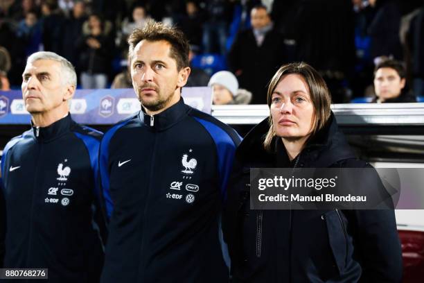 Head coach Corinne Diacre of France during the Women's friendly international match between France and Sweden the at Stade Chaban-Delmas on November...