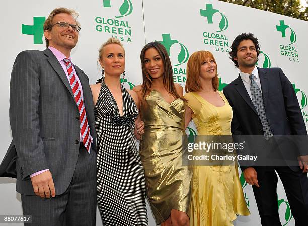 Global Green USA President Matt Petersen, and actors Radha Mitchell, Rosario Dawson, Sharon Lawrence, and Adrian Grenier arrive at Global Green USA's...