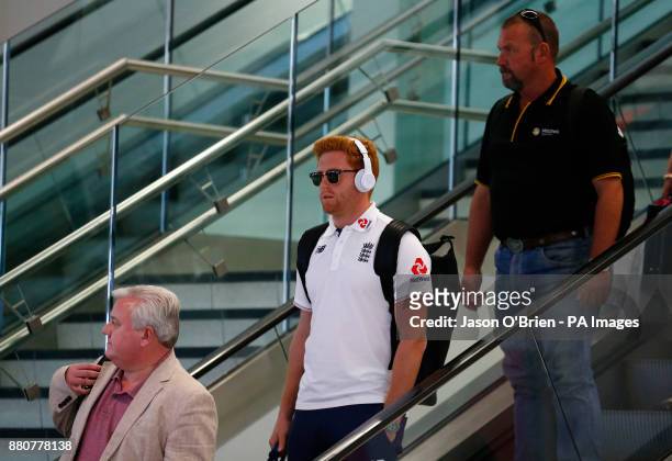 England's Jonny Bairstow as the team arrive at Adelaide Airport.