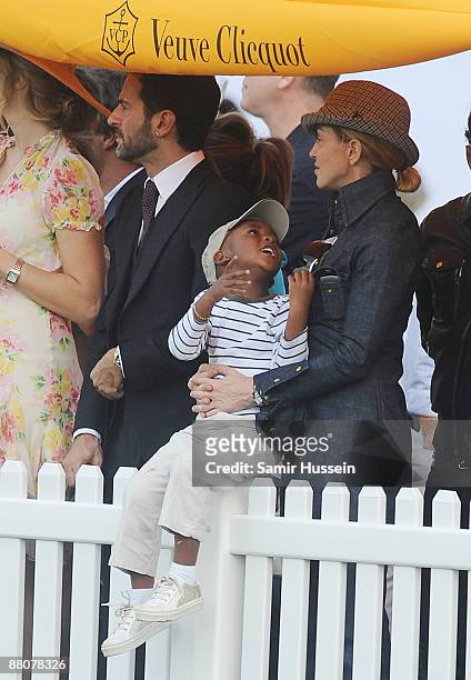 Marc Jacobs , Madonna and her son David watch the 2009 Veuve Clicquot Manhattan Polo Classic on Governor's Island on May 30, 2009 in New York City.