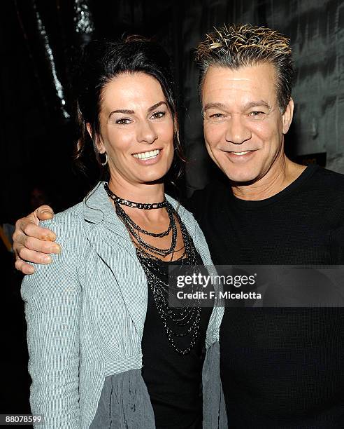 Janie Liszewski and Eddie Van Halen pose backstage at Spike TV's Guys Choice Awards on May 30, 2009 in Los Angeles, California.