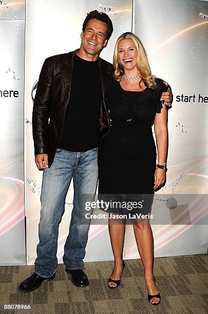 Actor David James Elliott and actress Natasha Henstridge attend the DATG summer press junket at ABC's Riverside Building on May 30, 2009 in Burbank,...