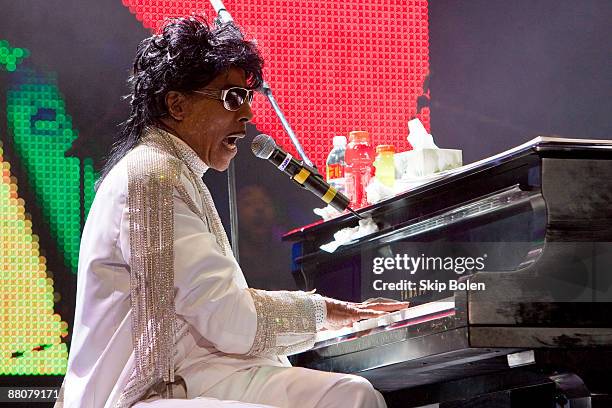 Little Richard performs during the Domino Effect benefit concert at the New Orleans Arena on May 30, 2009 in New Orleans, Louisiana.