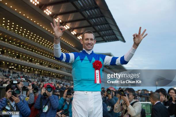 Jockey Hugh Bowman with Cheval Grand wins the 37th Japan Cup at Tokyo Racecourse on November 26, 2017 in Tokyo, Japan.