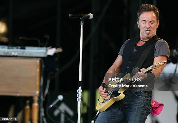 Bruce Springsteen performs live with the E Street Band on day one of the 40th Pinkpop Festival at Megaland on May 30, 2009 in Landgraaf, Netherlands.