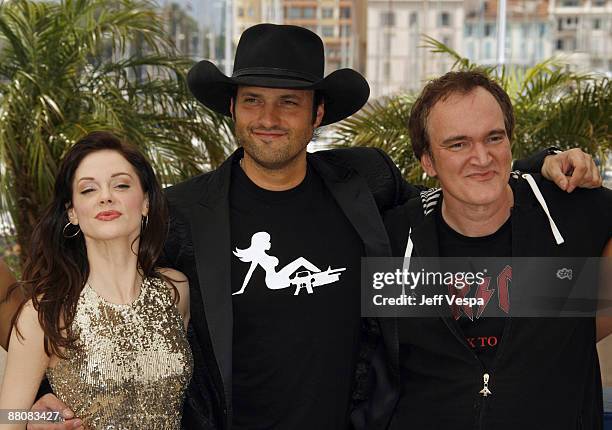 Rose McGowan, Robert Rodriguez and Quentin Tarantino
