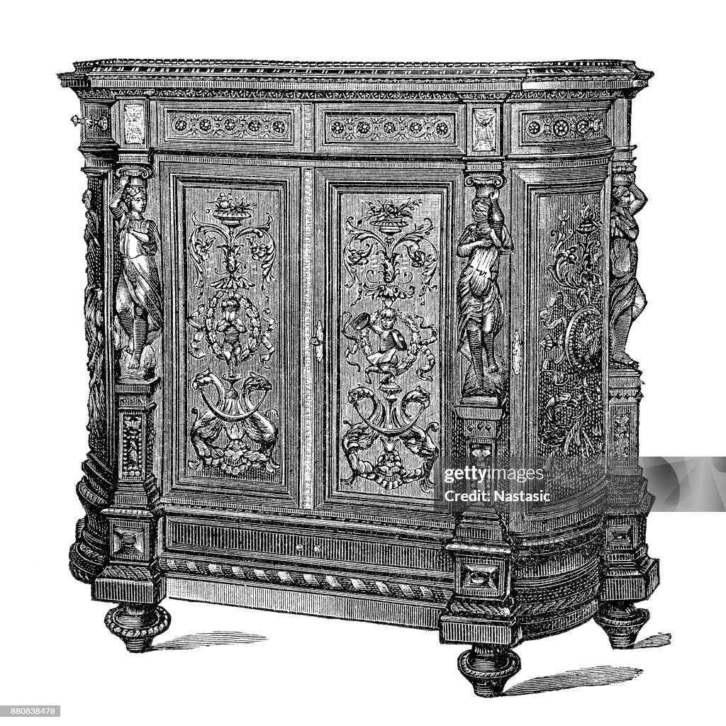Salon cabinet made of walnut XVI